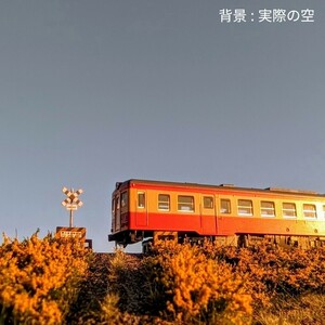 24-8　Nゲージ いすみ鉄道 　沿線イメージ　ジオラマケース ２種類の背景画付き　第二五之町踏切 　菜の花　ブルーインパルス