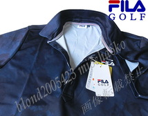 ■新品【FILA GOLF】フィラゴルフ 吸水冷感＋冷感持続　カモ柄 半袖ポロシャツ■NV/L_画像1