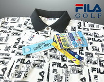 ■新品【FILA GOLF】フィラゴルフ COOL TOUCH接触冷感 吸汗速乾 全面ロゴ 半袖ポロシャツ■WH/L_画像3