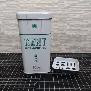 当時物 KENT ケント ウルトラ メンソール 100ボックス 缶 灰皿 非売品 2004年 缶ケース 蓋つき 小物入れ