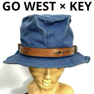 良品 GOWEST × KEY ゴーウエスト キー ハット コラボ 帆布 紺 ネイビー レザー キャンバス コットン 帽子 古着男子 古着女子 ユニセックス