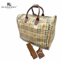 Burberry/バーバリー ボストンバッグ PVC 2WAY ショルダー 旅行鞄 ベージュ 現状品_画像1