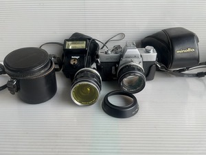 ◆minolta ミノルタ SRT101 フィルムカメラ 一眼レフ レンズ ナショナル PE-2556 ストロボ付き◆