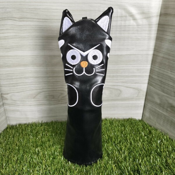 【UT】ゴルフヘッドカバーユーティリティ用黒猫