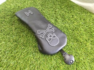 【UT】ゴルフヘッドカバーユーティリティ用ハイブリッド用単品黒スカル