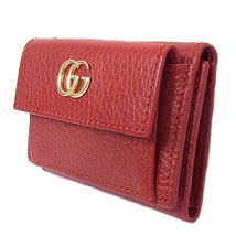 グッチ GUCCI 3つ折り財布 ホックボタン開閉式 GGプチマーモント コンパクトウォレット 523277 赤 レザー【未使用品】【極上美品】_画像3