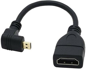 ハイスピードHDMI(メス)to Micro HDMI(オス) タイプD to タイプA 90°アングル L型 マイクロHDMI変換ケーブル 金メッキコネクタ搭載 E270