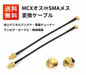 【2本入】 MCXオス⇔SMAメス 変換ケーブル RG174 15cm 地上デジタルアンテナ・車載チューナーやワンセグ・カーナビなどに対応 E339