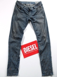 【DIESEL ディーゼル】イタリア製 SLEENKER ダメージ加工 デニム W88cm!! （クラッシュ ペンキスプラッシュ USED加工 スリムジーンズ）