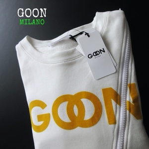 【GOON MILANO / イタリア】日本未入荷レアブランド◎ ジッパーデザイン ロゴ トレーナー 白 オーバーサイズ!! （39600円 裏毛スウェット）