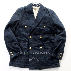 【CANTON OVERALLS キャントンオーバーオールズ × J.PRESS ジェイプレス】別注 インディゴ 濃紺デニム ダブル テーラードジャケット M!!