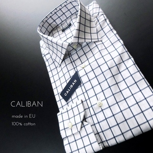 【CALIBAN カリバン / イタリア 1934~】新品 28600円 格子柄 ウインドウペン 高級 コットンシャツ 41!!　（luxury italian shirt label）