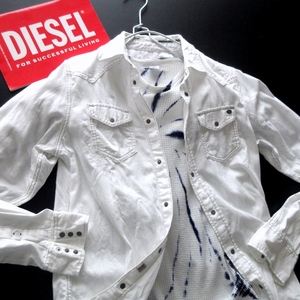 【DIESEL ディーゼル】大人のアメカジ◎ 定番 ウエスタン ホワイトシャツ Mサイズ!!