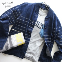 【Paul Smith jeans ポールスミス ジーンズ】インディゴ ボーダー カットソー ジャケット!! （スナップボタン ブルゾン）_画像1