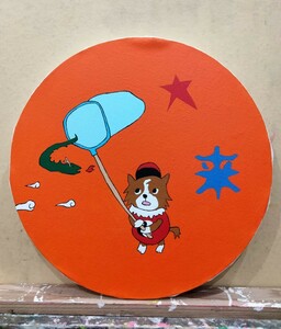 Art hand Auction [Authenticity guaranteed, limited to actual item] Material: Circular canvas Acrylic Size: Diameter 250mm Year of production: 2024 Artist/Pistatio, artwork, painting, acrylic, gouache