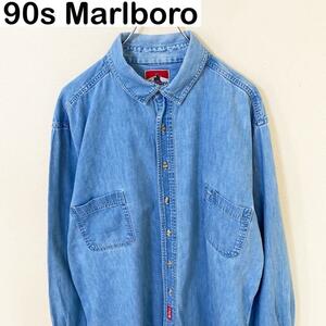 USA製　90s Marlboro マルボロ　デニム　シャツ　古着　ヴィンテージ