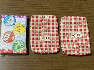  pocket tissue case Mini hand made child care . elementary school student go in . go in . red check pattern 