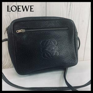 ◆美品◆ LOEWE ロエベ アナグラム レザー ショルダーバッグ レザー 黒 ブラック 斜め掛け ポシェット