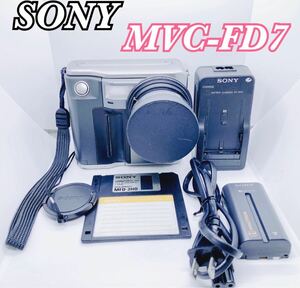 【希少 動作品】SONY ソニー デジタルスチルカメラ MVC-FD7 テレコンレンズ VCL-ES20 (フロッピー バッテリー 充電器 付) 光学10倍 レトロ