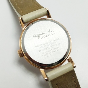B24-495 agnes b. アニエスベー V117-KFT0 ソーラー腕時計 マルチェロ marcello! 文字盤ホワイト アイボリー系レザー SS 稼働の画像4