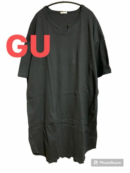 GU キーネックワッフルワンピース