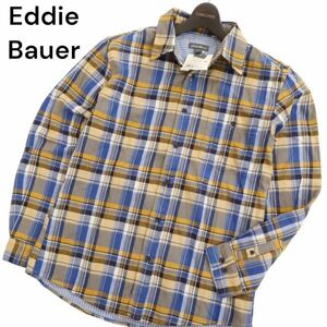 【新品 未使用】 Eddie Bauer エディーバウアー 通年★ 長袖 ガーゼ ワーク チェック シャツ Sz.S　メンズ アウトドア　C4T01660_2#C