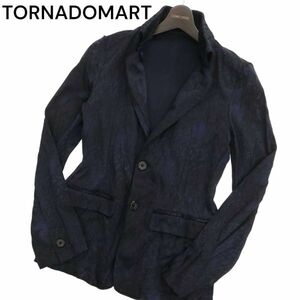 TORNADOMART トルネードマート 通年 返し衿 クロコダイル★ カチオン ジャガード ジャケット Sz.M　メンズ ネイビー 日本製　C4T01655_2#O