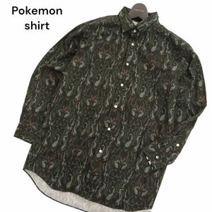 Pokemon shirt ポケモンシャツ ダークライ★ 通年 デザイン 総柄★ 長袖 シャツ Sz.L位　メンズ 日本製　C4T01654_2#C