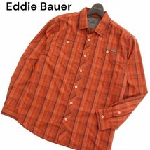 Eddie Bauer エディーバウアー 通年 ロゴタグ★ 長袖 ナイロン チェック シャツ Sz.M　メンズ アウトドア　C4T01659_2#C_画像1