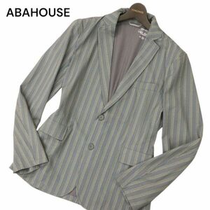 ABAHOUSE アバハウス 通年 軽量★ ストライプ 2B スリム アンコン テーラード ジャケット Sz.48　メンズ グレー　C4T01718_2#O