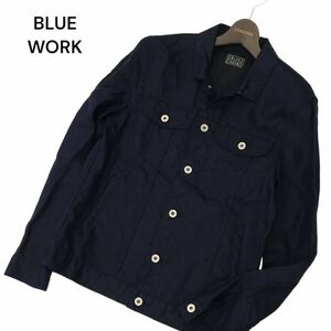 BLUE WORK ブルーワーク トゥモローランド 春夏 【麻 リネン100％】 トラッカー シャツ ジャケット Sz.M　メンズ 紺 日本製　C4T01716_2#M