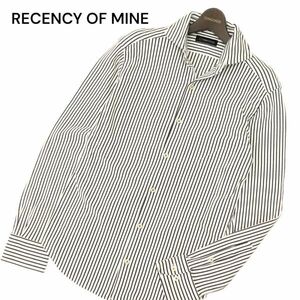 RECENCY OF MINE Abahouse through year * long sleeve Hori zontaru color stripe shirt Sz.44 men's white × black made in Japan C4T01709_2#C