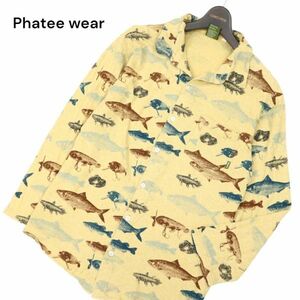 Phatee wear ファッティー【SOFT SHIRTS 2/3】 春夏 魚 フィッシュ 総柄★ 長袖 ヘンプ ソフト シャツ Sz.L　メンズ　C4T02143_3#A