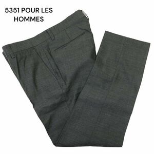 5351 POUR LES HOMMES 5351プールオム 通年 絹 シルク混★ ストレッチ スラックス パンツ Sz.2　メンズ グレー　C4B01224_3#R