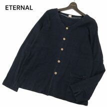 ETERNAL 備中倉敷工房 倉 エターナル 通年 インディゴ★ ノーカラー シャツ ジャケット Sz.2　メンズ ネイビー　C4T02262_3#O_画像1