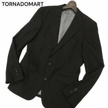 TORNADOMART トルネードマート 通年 総裏 ストライプ★ スリム テーラード ジャケット Sz.M　メンズ 黒 日本製　C4T02256_3#O_画像1