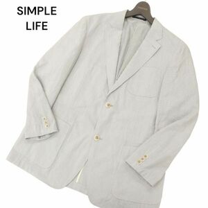 SIMPLE LIFE シンプルライフ レナウン 春夏 背抜き 麻 リネン混★ 千鳥柄 テーラード ジャケット Sz.LL メンズ 大きいサイズ　C4T02254_3#M