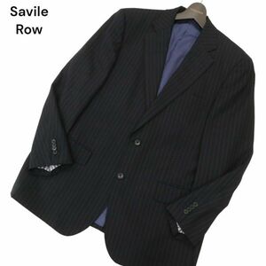 Savile Row サビルロウ 通年 総裏 英国製 Britannia生地★ ストライプ テーラード ジャケット Sz.100BE6　メンズ ネイビー　C4T02264_3#O