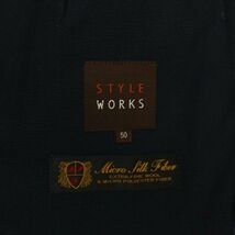 STYLE WORKS スタイルワークス 春夏 Micro Silk Fiber シルク混★ テーラード ジャケット Sz.50　メンズ 紺 大きいサイズ　C4T02303_3#M_画像5