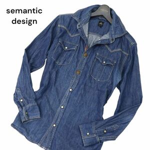 semantic design セマンティック デザイン 通年 チロリアン テープ★ 長袖 ウエスタン デニム シャツ Sz.L　メンズ　C4T02299_3#C