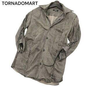 TORNADOMART トルネードマート 春夏 USED加工 7分袖 シャーリング★ シャツ Sz.L　メンズ 日本製　C4T02518_3#A