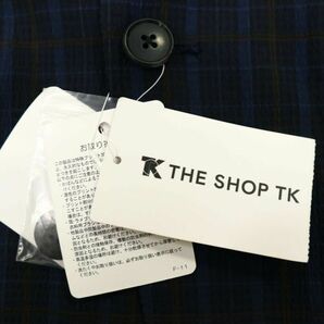 【新品 未使用】 THE SHOP TK タケオキクチ 春夏 シアサッカー★ チェック アンコン テーラード ジャケット Sz.L メンズ 紺 C4T02487_3#Mの画像9