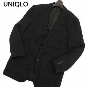 UNIQLO ユニクロ 春夏 背抜き REGULAR FIT 麻100％★ プレミアム フレンチ リネン テーラード ジャケット Sz.L　メンズ 黒　C4T02569_3#M