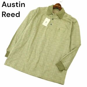 【新品 未使用】 Austin Reed オースチンリード 通年 ロゴ刺繍 長袖 チェック ポロシャツ Sz.L　メンズ　C4T02576_3#C