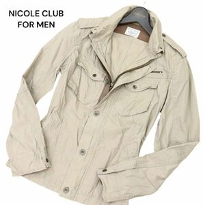 NICOLE CLUB FOR MEN ニコルクラブ フォーメン 襟袖ワイヤー★ ジップ ミリタリー シャツ ジャケット ブルゾン Sz.48 メンズ　C4T02467_3#O