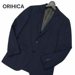 ORIHICA オリヒカ 通年 背抜き SOLOTEX グレンチェック★ 段返り アンコン テーラード ジャケット Sz.S　メンズ ネイビー　C4T02466_3#O