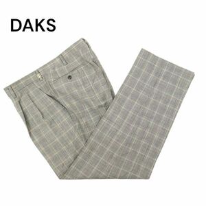 DAKS ダックス 春夏 グレンチェック★ スラックス パンツ Sz.85　メンズ グレー 日本製　C4B01399_3#P