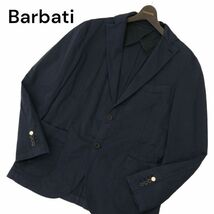 イタリア製★ Barbati バルバッティ 通年 背抜き 2B アンコン テーラード ジャケット Sz.52　メンズ ネイビー 大きいサイズ　C4T01708_2#O_画像1