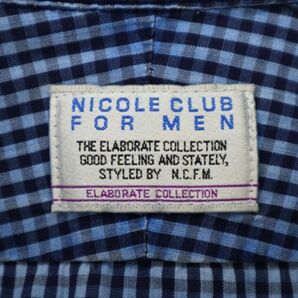 NICOLE CLUB FOR MEN ニコルクラブ フォーメン 春夏 ホリゾンタルカラー★ 7分袖 スリム チェック シャツ Sz.46 メンズ C4T02589_3#Aの画像5