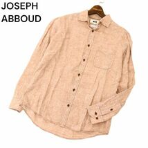 JOSEPH ABBOUD ジョセフ アブード 春夏 麻 リネン100％★ イタリア製生地 総柄 長袖 シャツ Sz.L　メンズ　C4T02591_3#A_画像1